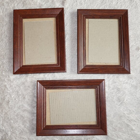 Set of 3 Wood Picture Frames with Glass (Frames are 7x9, holds 5x7 photos), NWT - Picture 1 of 4